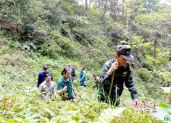 Tổ bảo vệ rừng cộng đồng thôn Bản Phùng, xã Lao Chải cùng Ban Quản lý rừng đặc dụng Tây Côn Lĩnh đi tuần tra rừng.
